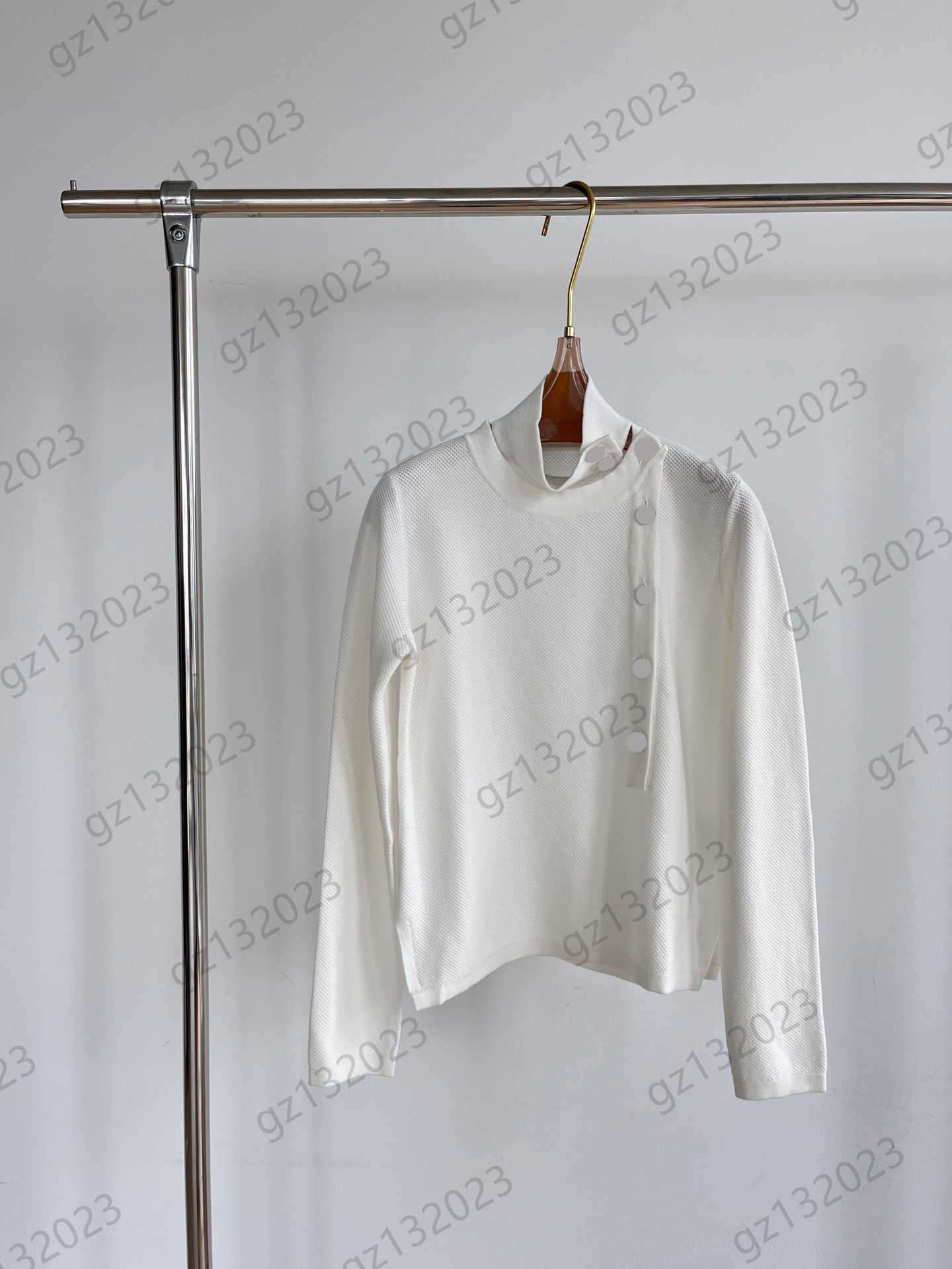 

Womens Sweater Chest Single Button Ornament High Neck Hollow Out Design Pullover Knit Sweaters Soft Elastic Cotton Fabric Long Sleeves Wram Knitwear Women Apparel