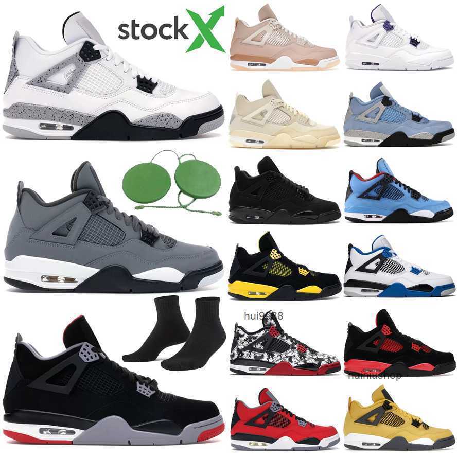 

2023 Jumpman 4 university blue 4s basketball shoes retro Sail White Oreo black cat fire red men sneakers bred thunder se neon pine green metallic OG designer shoes, # 40