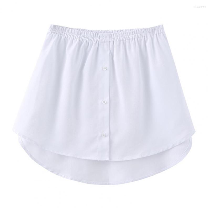

Skirts Women Fake Shirt Irregular Skirt Blouse Tail Hem Cotton Detachable Underskirt Elastic High Waist Split Half Slips Extender, White