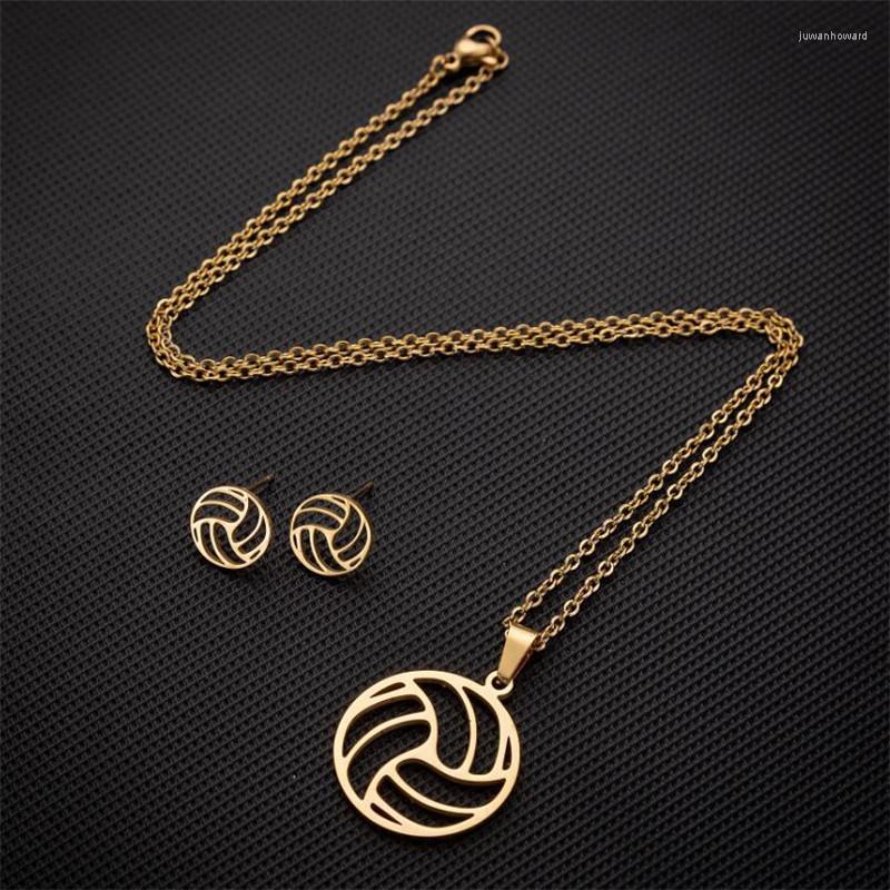 

Pendant Necklaces Stainless Steel Is A Geometric VoGlleyball Earrings Necklace Suit Fhion Sports Series Three-Piece