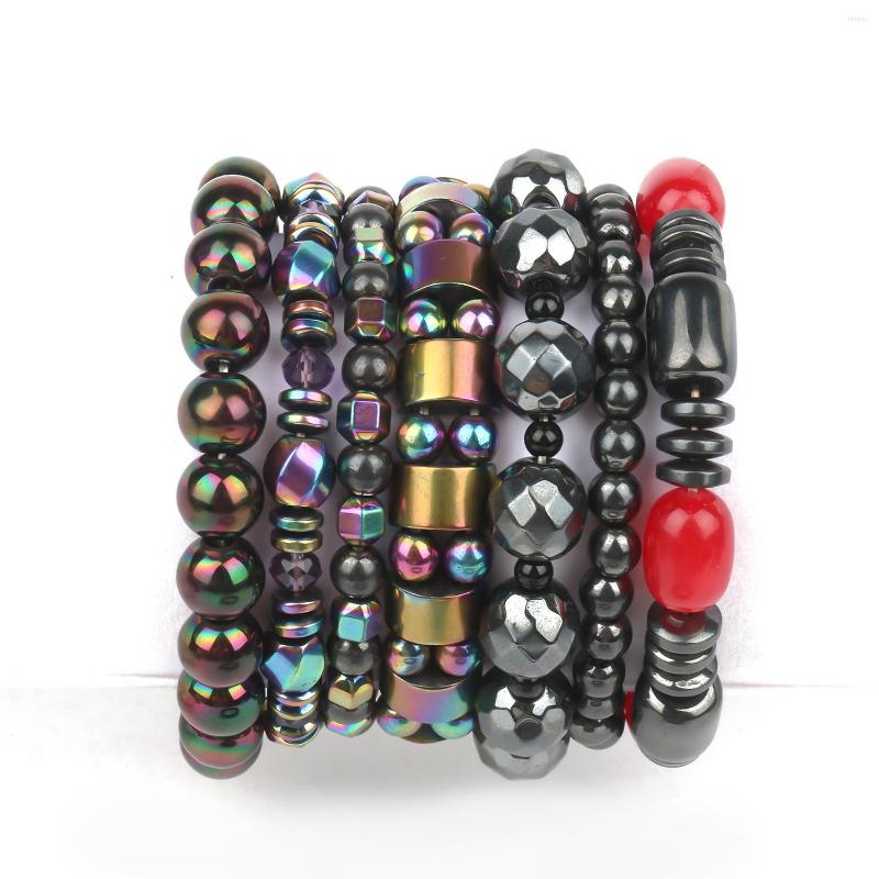 

Charm Bracelets Vintage Hematite No-magnetic Black Braided For Women Natural Energy Stone Bracelet Jewelry