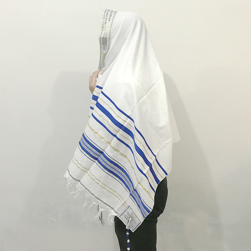 

Scarves Tallit Prayer Shawl Cotton Tallit Tzitzit for Prayer Wash Iron Gift Bar Mitzvah Big size 221128