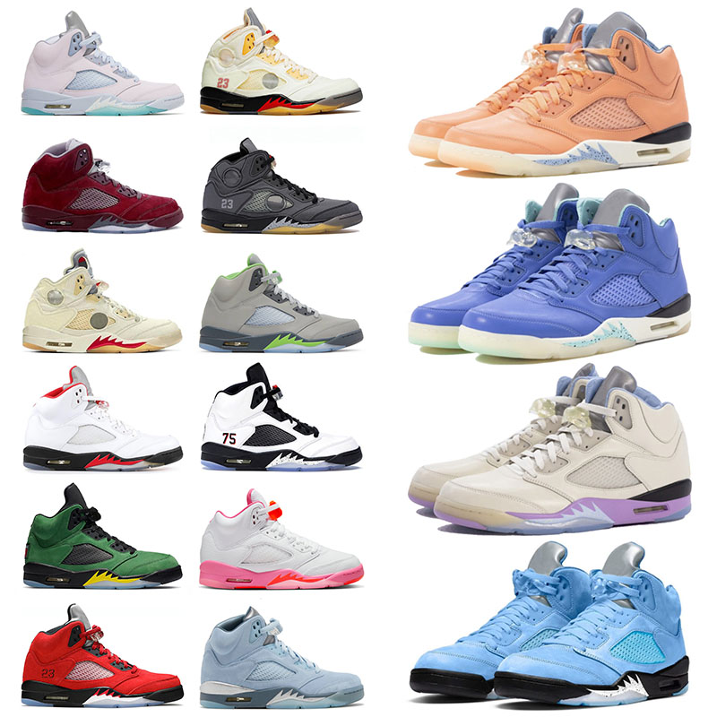 

Dj Khaled X We The S Basketball Shoes Jumpman 5 5S Women Mens Sail Burgundy Green Bean Easter Fire Red Unc What The Racer Blue Paris Trainers Sneakers, 40-47 red suede
