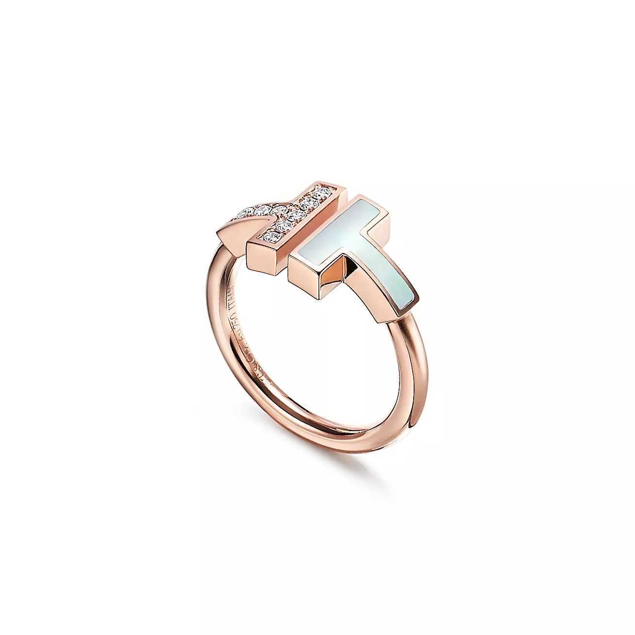 

2022Tiffany T Series Men's and Women's Coil Ring 925 Sterling Silver 18K Gold Plated Diamond033
