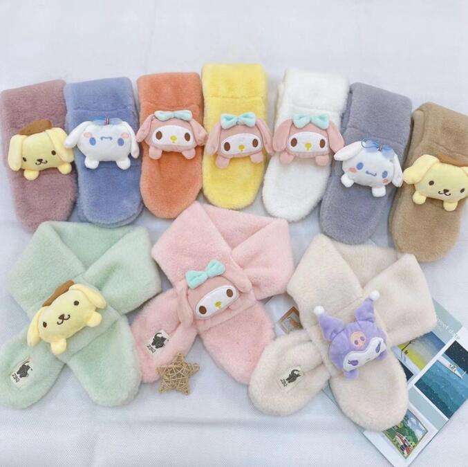 

New Fashion Party Cartoon Shape Scarves Children's Ring Warm Winter Scarf Cute 3D Cartoon Rabbit Imitation Fur Collar Echarpe Girl Boys Scarve