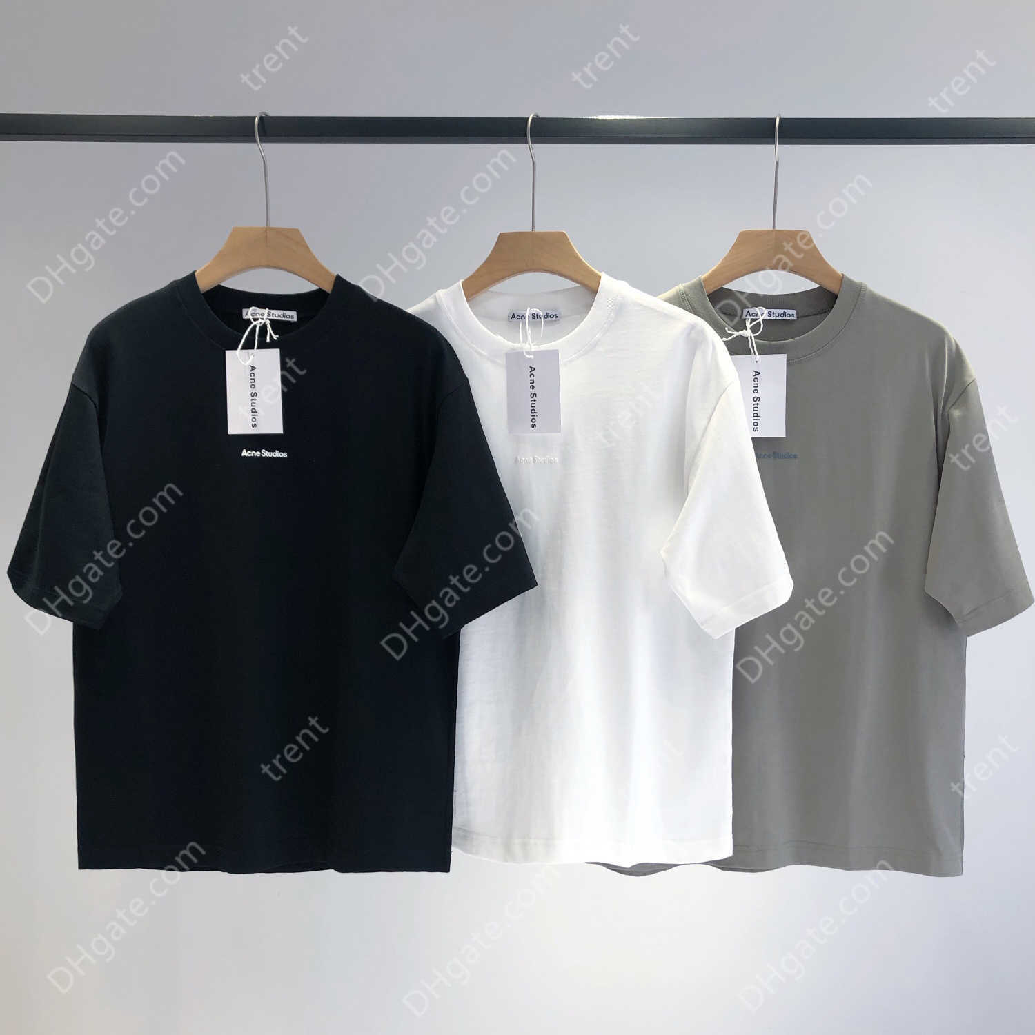 

George Clothing Ac Studios Luxury Oversized Model Summer Letter Series Smiling Face Cotton Slim Round Neck Short Sleeve T shirt, Black