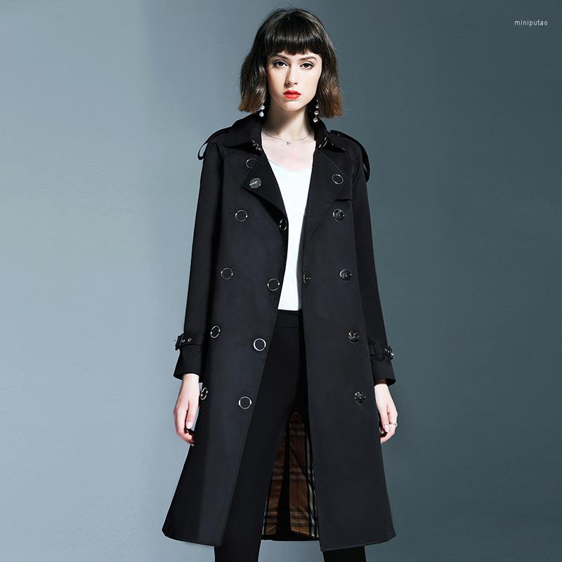 

Women' Trench Coats 2022 Early Autumn Windbreaker Female Long Section Khaki Temperament Was Thin Jacket, Black