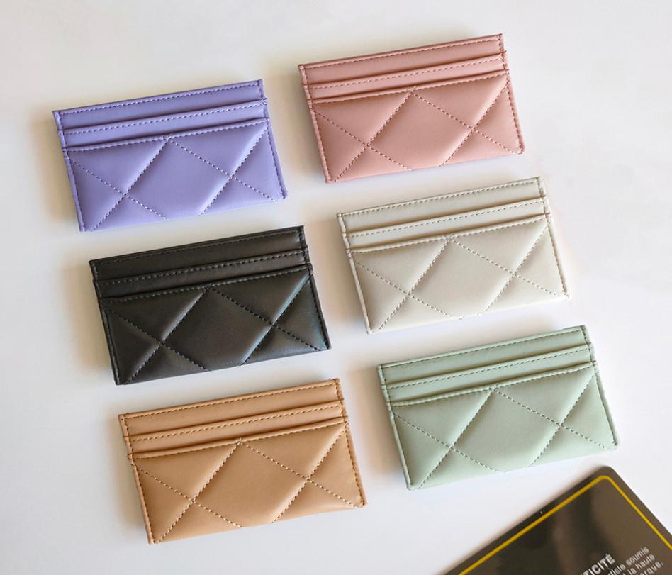 

Woman Card Holder Top Quality Genuine Leather Coin Purse Rhombus Wallet Soft Lambskin Luxury Designer Classic Sheepskin Credit Car9233608, Pink
