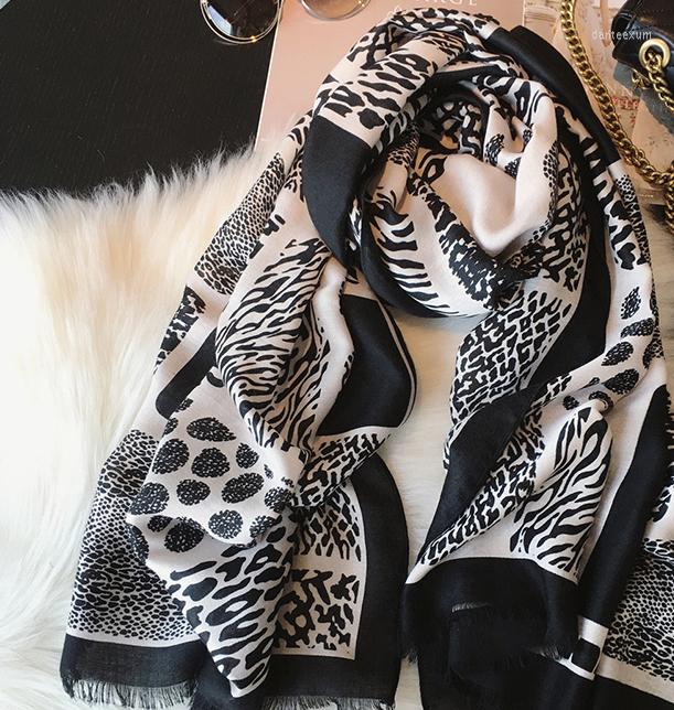 

Scarves 2022 Cotton Leopard Print Fringe Long Scarf Shawls Hijab