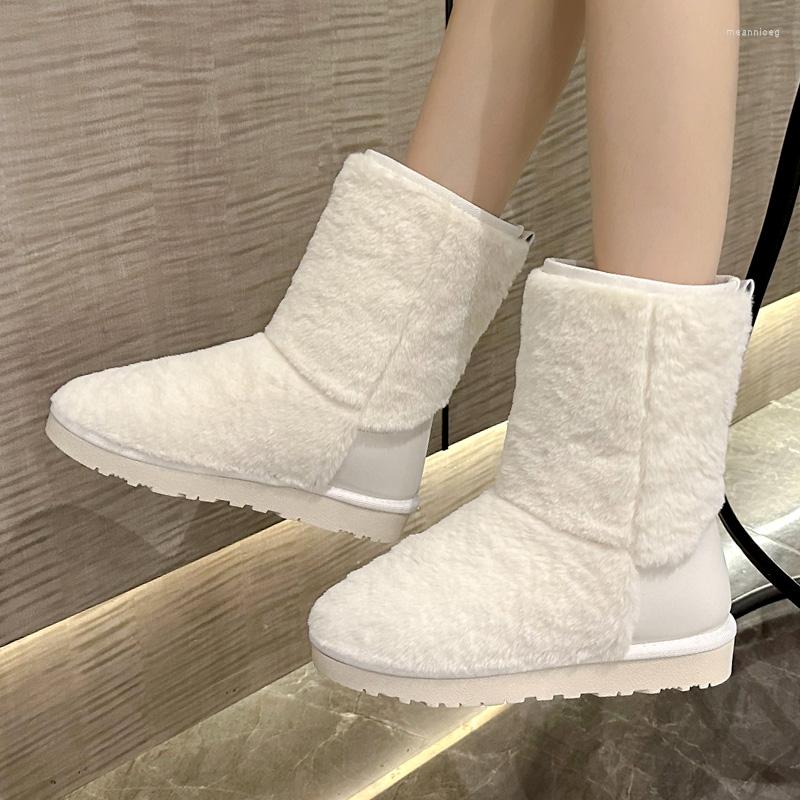 

Boots Women's Snow 2022 Faux Fur Keep Warm Platform Ladies Non-slip Winter Ankle Mid Calf Zapatos De Mujer, Gaotong black
