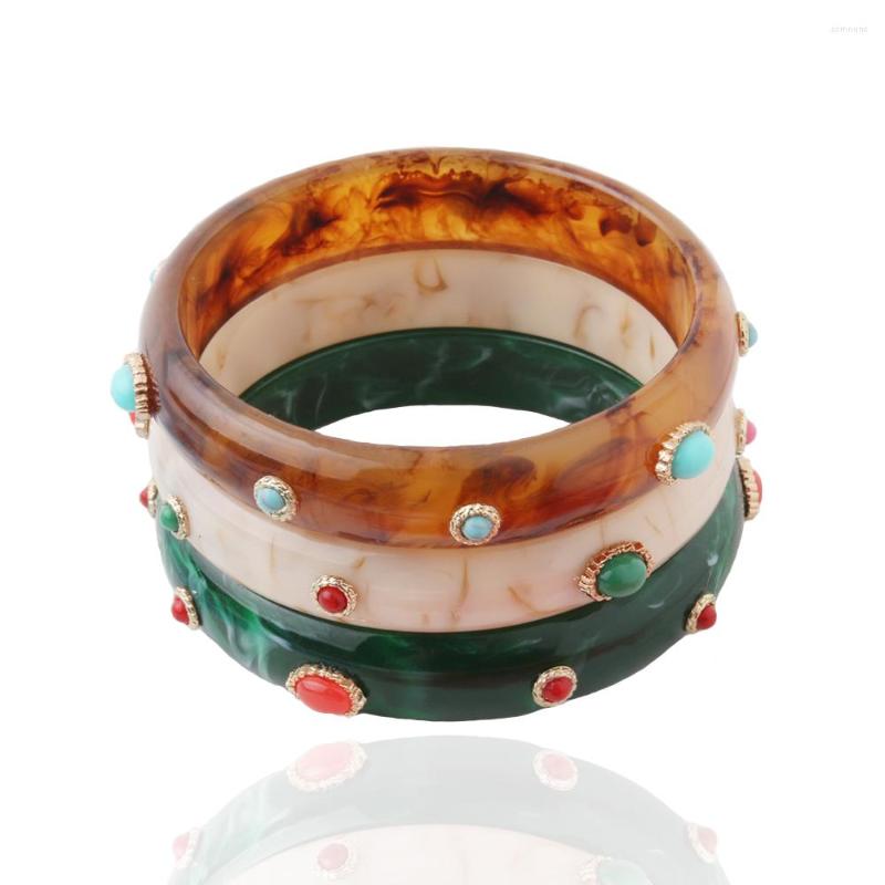 

Charm Bracelets NeeFuWoFu Resin Large Bracelet Wide Bangles Exaggeration Bohemia Madera Pulseira EstrelaDe Cinco Elastic Perles