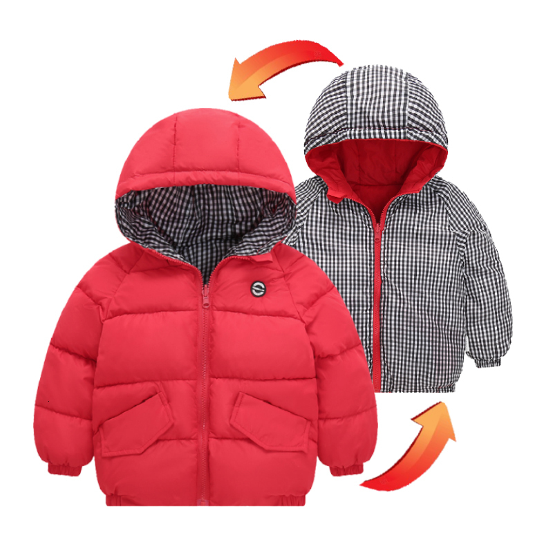 

Down Coat Boys girls Winter hooded warm jacket 17 year old doublesided wear thick down coat Fashion quality children's clothing 221125, Photo color