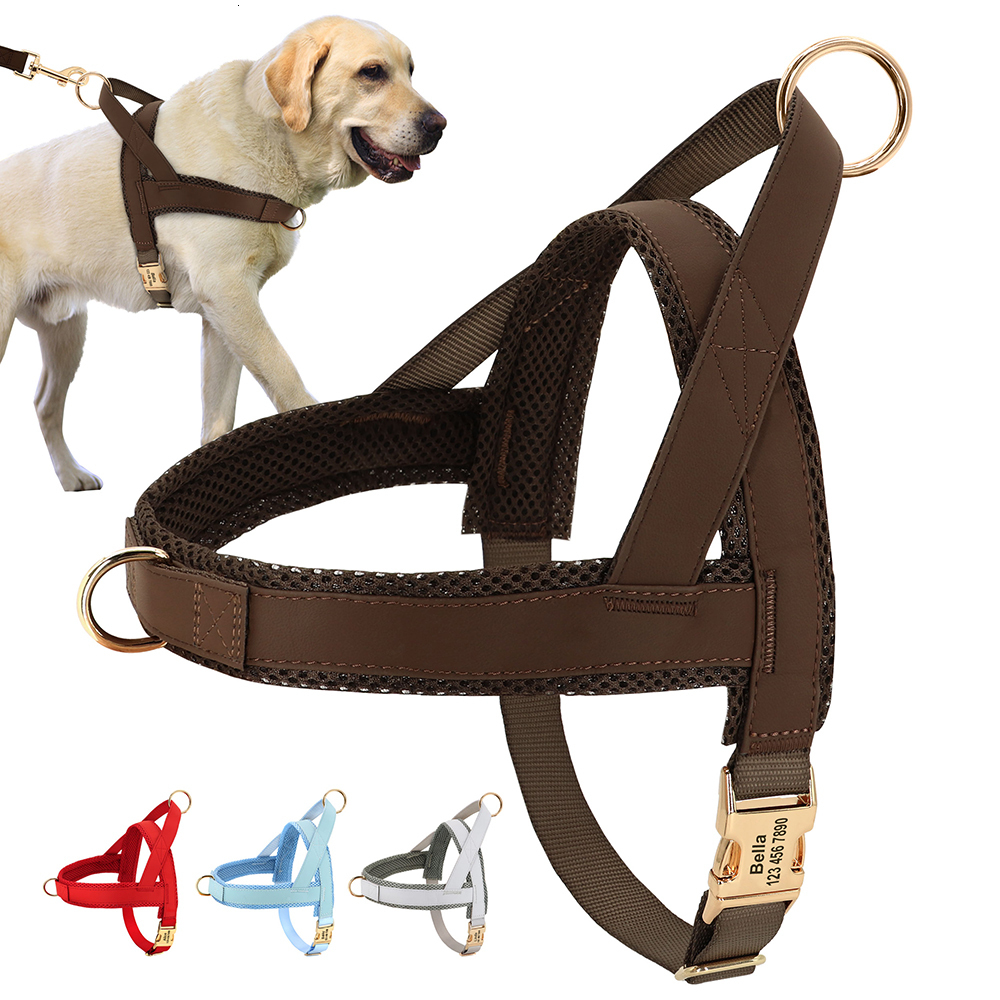 

Dog Collars Leashes Personalized Dog Harness No Pull Dog Harnesses Adjustable Pet Walking Training Vest For Medium Large Dogs Bulldog Free Engraving 221125