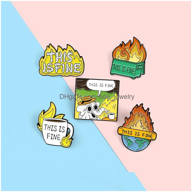 

Pins Brooches Protect Earth Creative Letter This Is Fine Brooch Set 5Pcs Flame Shaped Enamel Paint Badges For Boys Pin Shirt Jewelr Dh5Qx
