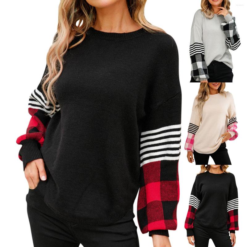 

Women's Sweaters Women Fall Spliced Long Sleeve Round Neck Solid Color Twist Knit Thick Casual Oversized Pullover Sweater Top, Grey
