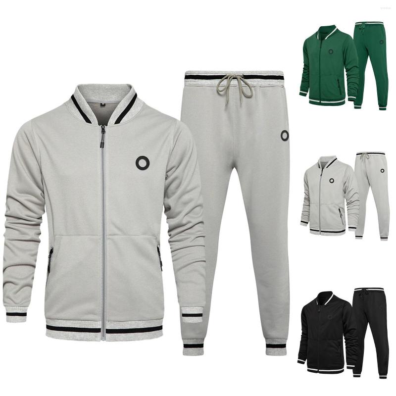 

Men's Tracksuits Tall Mens Suit Men 2-Piece Outfits Solid Long Sleeved O Neck Sports White In Black Suits