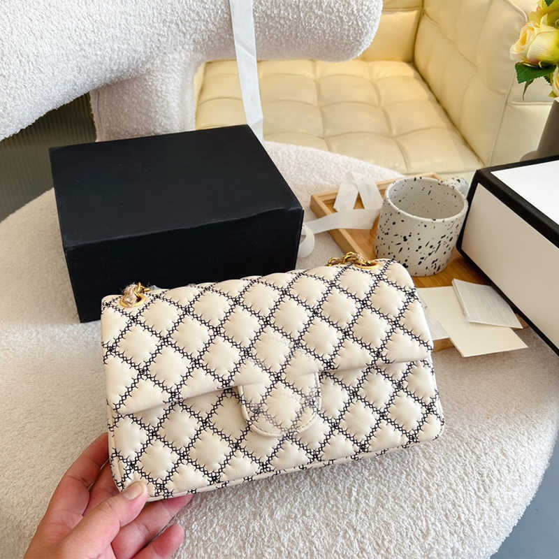 

High Quality Luxury Crossbody Bag Fashion New Chain Double Flap Designer Handbag Lambskin Quilted Shoulder Women's Bags Classic Vintage, Grey