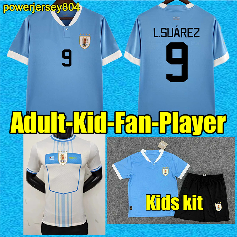 

2022 Uruguay Soccer Jerseys 22 23 L.SUAREZ E.CAVANI N.DE LA CRUZ national team Shirt G.DE ARRASCAETA F.VALVERDE R.ARAUJO R.BENTANCUR Football Uniform 1128122, Kids home