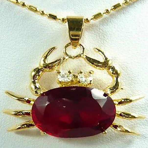 

Stunning Jewellery Red Cubic Zirconia Yellow Plated Crystal Pendant Necklace