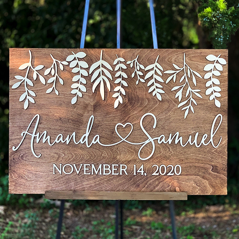 

Party Decoration 3D Wedding Welcome Sign Laser Cut Personalised Rustic Decor Elegant Unique Board No Stand 221128
