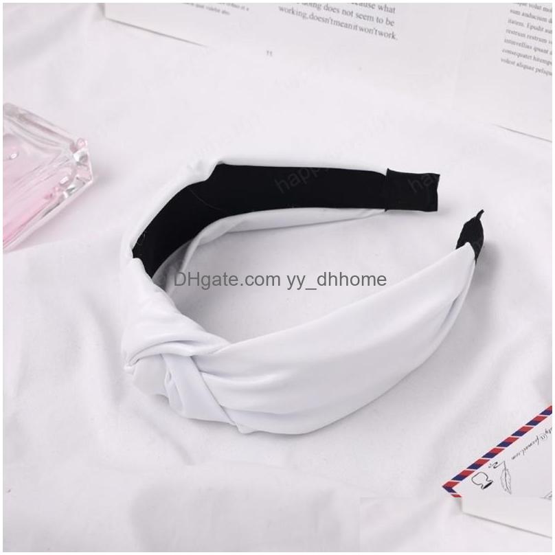 

Headbands Pu Leather Headbands Gold Sier Knotted Hairbands Glitter Headband Solid Color Hair Hoop Women Accessories Drop Delivery Je Dho0L