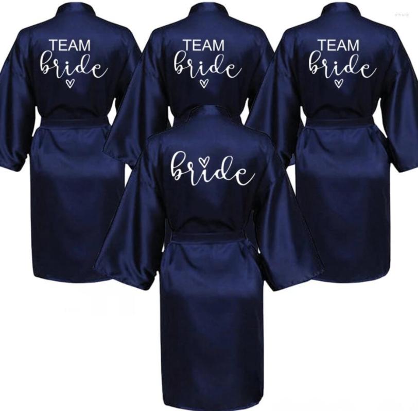 

Women's Sleepwear Wedding Party Team Bride Robe Kimono Satin Pajamas Bridesmaid Bathrobe SP063, Pink