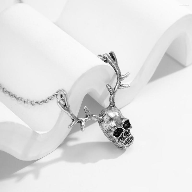 

Choker Alloy Metal Skeleton Skull Necklace For Men Women Halloween Ghost Antlers Head Party Jewelry