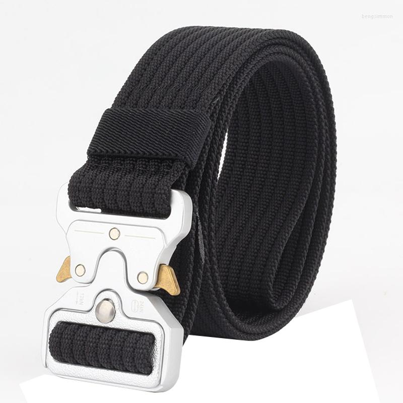 

Belts Military Equipment Solid Belt Men Tactical Designer For Jeans Pants Nylon Strap Canvas Metal Buckle Waist, Black