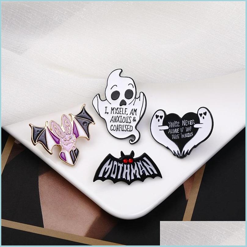 

Pins Brooches Punk Animal Bat Pins Classic Mothman Enamel Badges Heroism Series Movie Brooches Halloween Dark Night Jewelry Dhgarden Dhl2E