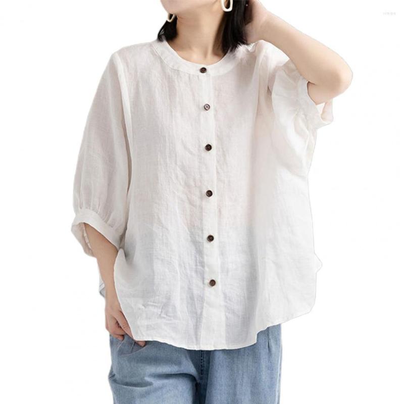 

Women's Blouses Women Shirt Button Placket Breathable Vintage Ladies Lantern Half Sleeve Blouse Summer Casual T-Shirts Top Tees Clothing, Purple