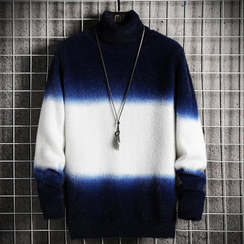 

Men's Sweaters High Neck Sweater Autumn And Winter Thickened Korean Handsome Coat, Black