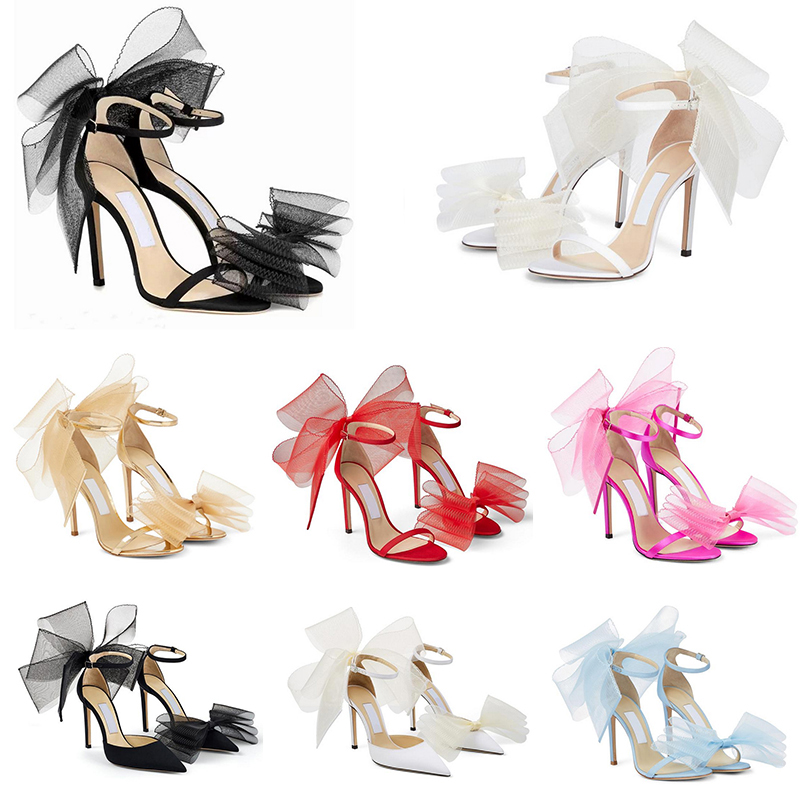

2023 Designer Sandals Averly Pumps Bows Shoes With Box Luxury Women High Heels Aveline Sandal With Asymmetric Grosgrain Mesh Fascinator size 35-42, Color#5