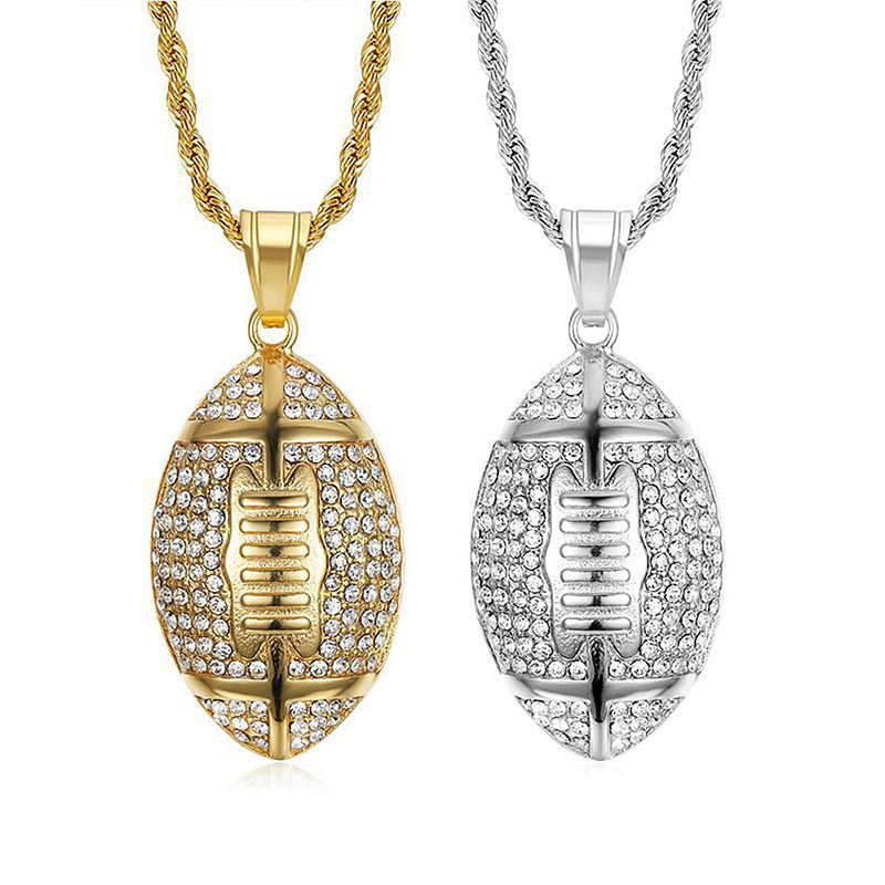 

Creative Rugby Pendant Necklace Metal Men's Hip Hop Necklaces Fashion Jewelry Accessories