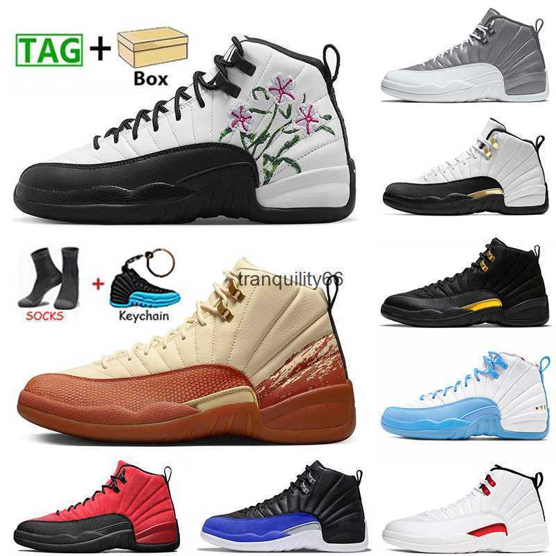 

With Stealth 12s Basketball Shoes Jumpman 12 Hyper Royal Royalty Taxi Flu Game Twist Mens Flower White Black Burgundy Crush, A#1 40-47