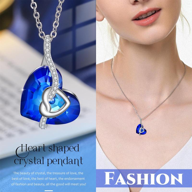 

Chains Zircon Crysta Necklaces Pendant Double Heart Shaped Women's Neck Chain Choker Fashion Wedding Jewelry For Women 2022
