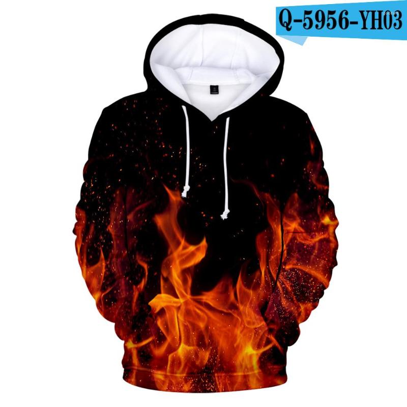 

Men's Hoodies 3D Fire Men Women Autumn Sweatshirt Outwear Winter Handsome Hooded Male Hoody Hip Hop Clothes Casual Yellow And Blue