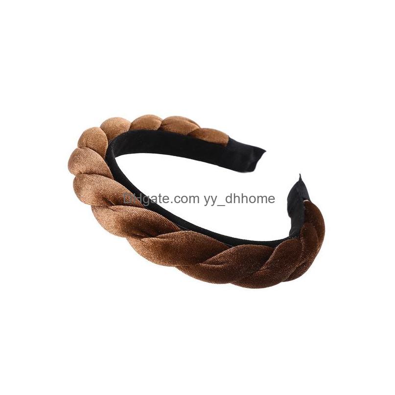

Headbands Thick Braided Pure Color Golden Veet Headband Threaded Ladies Hair Accessories Drop Delivery Jewelry Hairjewelry Dhesi