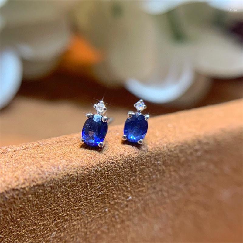 

Stud Earrings UNICE Real 18K White Gold Fine Jewelry AU750 Water-Drop Oval Natural Sapphire For Women Engagement Party Gift