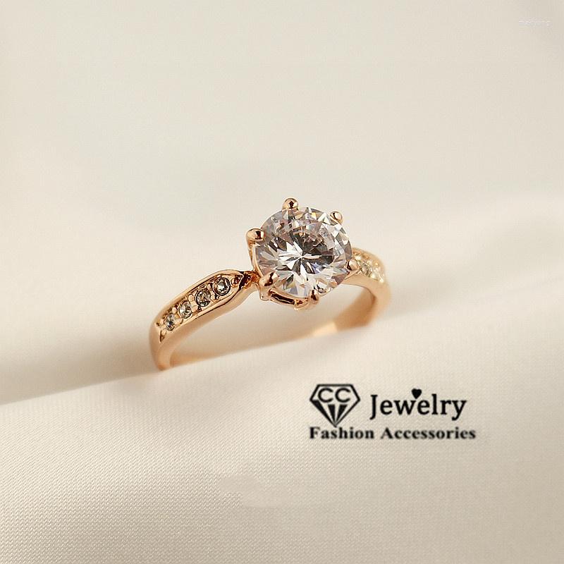

Wedding Rings Ring Rose Gold Plate Jewelry Engagement Party Accessories For Women Shine Cubic Zirconia Stone Gift 3282