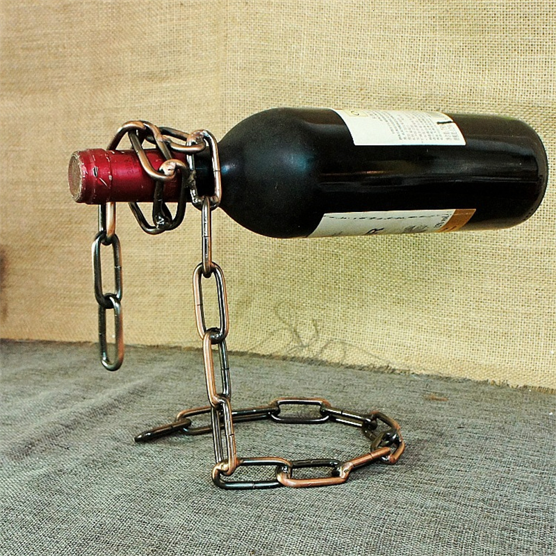 

Novelty Items Magic Suspension Iron Chain Wine Rack Metal Hanging Bottle Holder Bar Cabinet Display Stand Shelf Home Decor Supplies 221128
