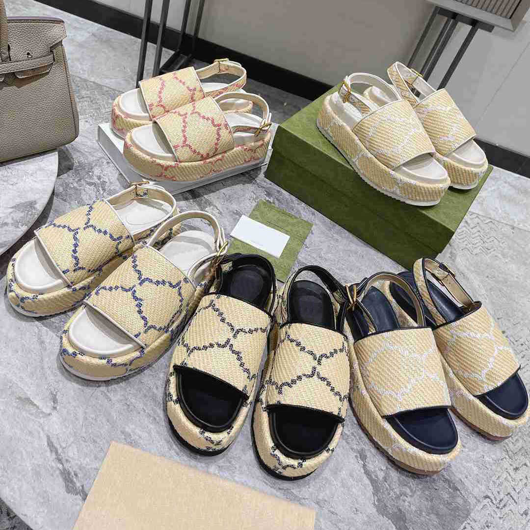 

Classic New Fashion Women Sandals Slippers Designer Luxury Back Strap Flat Sandals Slippers Beach Shopping Home Embroidery Thick Sole, 10