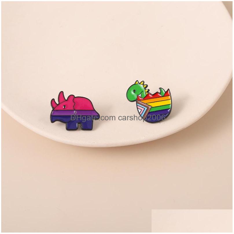 

Pins Brooches Colorf Dinosaur Eggs Brooches For Women Cartoon Animal Cute Rhino Enamel Paint Lapel Pins Funny Badges Denim Shirt Gi Dhjaa