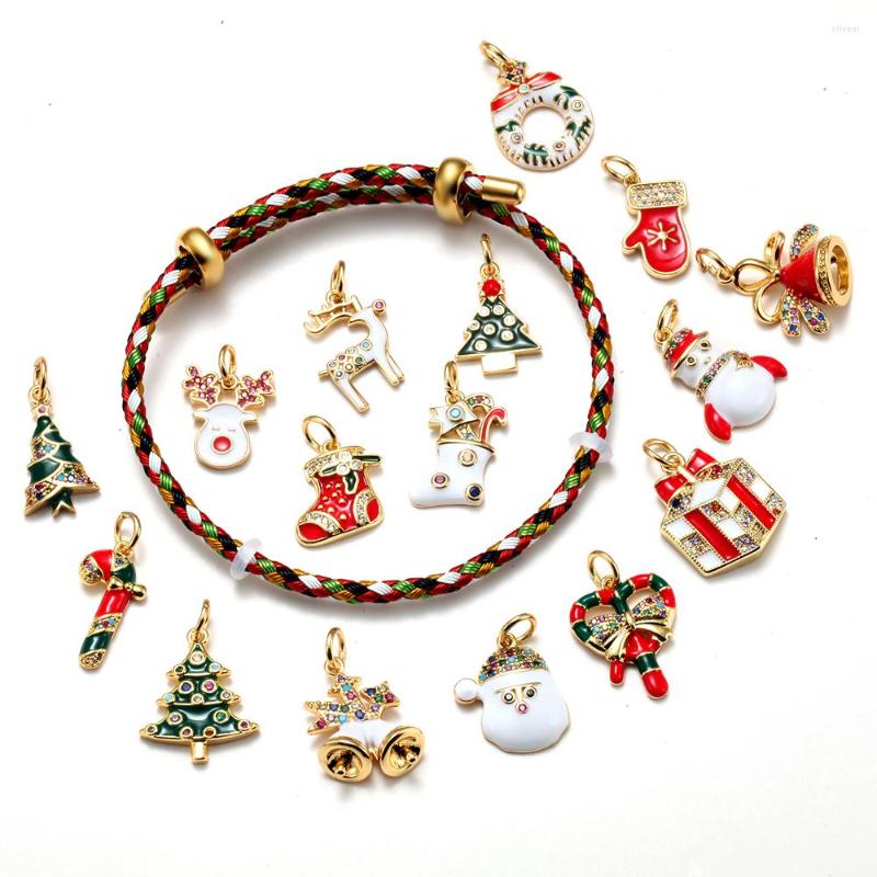 

Charm Bracelets Christmas Bracelet For Women Men Santa Deer Tree Socks Boots Stainless Steel Chains Copper Gold Charms Adjustable