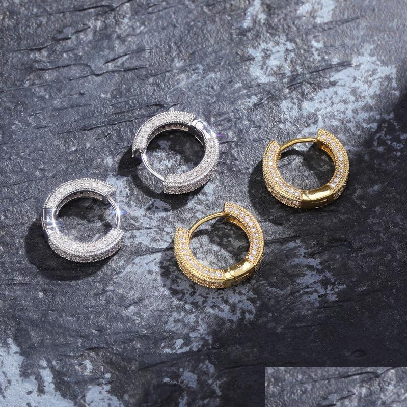 

Stud Luxury Designer 18K Gold Plated Copper Zircon Earrings Men Women Hip Hop Jewelry Iced Out Stud Earings Bling Diamond Earring Ep Dh5S3
