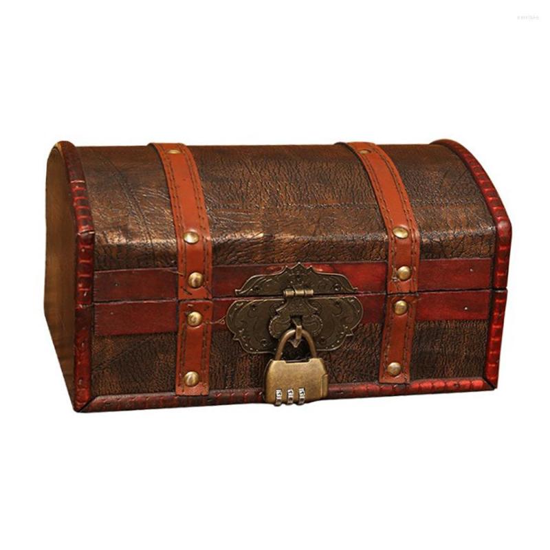 

Jewelry Pouches Large Size Wooden Treasure Chest Password Storage Case Boxes Home Decorative