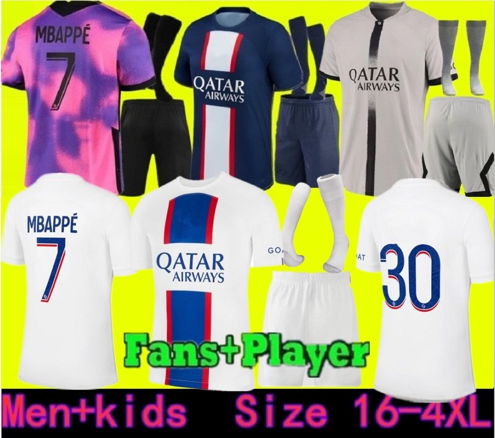 

adults and kids 21 22 23 PSGs MBAPPE soccer jerseys 2022 2023 DI MARIA WIJNALDUM SERGIO RAMOS HAKIMI fourth Maillots de football kit ICARDI VERRATTI third 4TH shirt, 22-23 away2