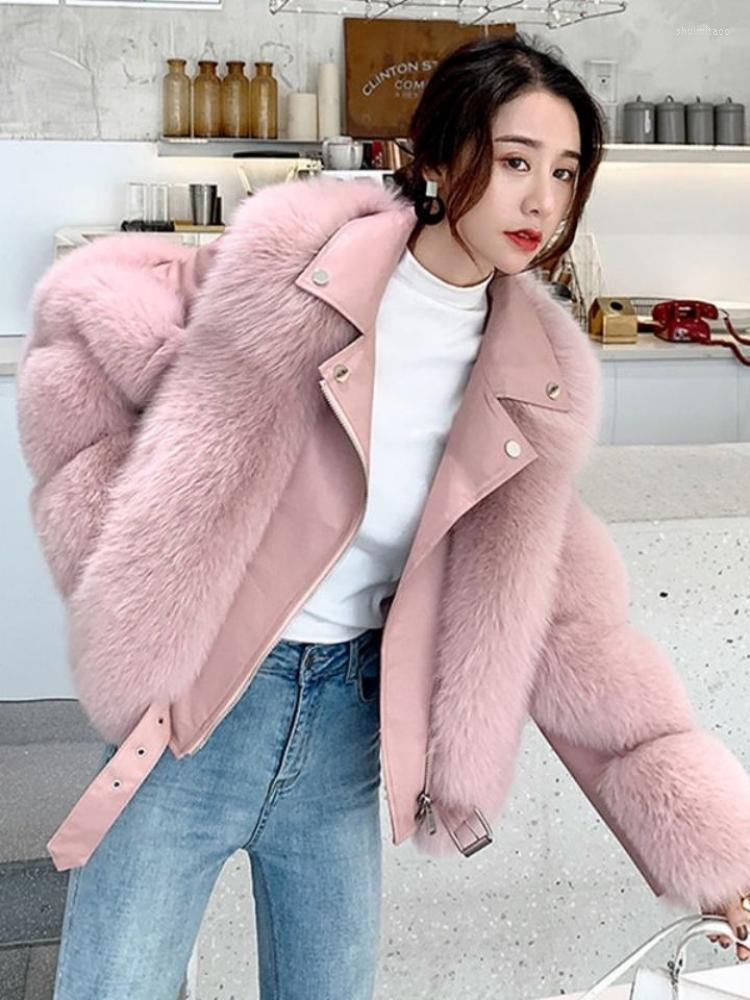 

Women' Fur Loose Jacket Women Clothes Female Faux Long Coat Patcwork Ladies Fake Collar Thick Warm Wear Padded Coats G77, White
