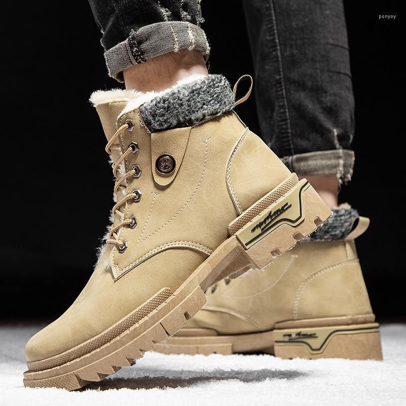 

Boots Men Winter Snow Comfortable Warm Ankle Wear-resistant Cotton Shoes Velvet Waterproof 2022, Black