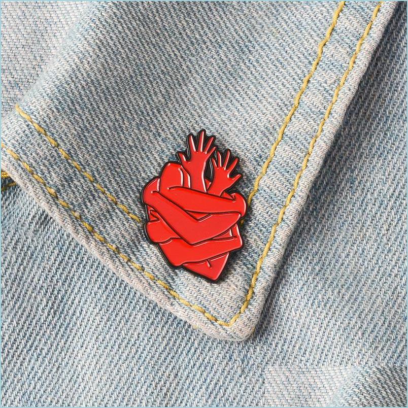 

Pins Brooches Organ Heart Enamel Pins Badges Hug Brooches Dark Red Arms Lapel Pin Denim Jewelry Gift 618 H1 Drop Delivery Dhgarden Dh1C5
