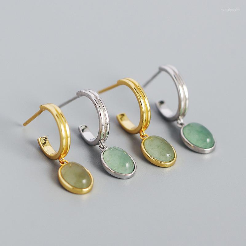 

Dangle Earrings Minimalist Green Stones Drop For Women 925 Sterling Silver Earings 2022 Trend Goth Fine Korean Jewelry